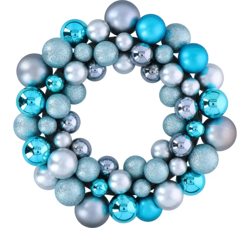 Ghirlanda Natalizia con Palline per Porta Corona di Natale 55 Sfere Blu Argento Must-Have