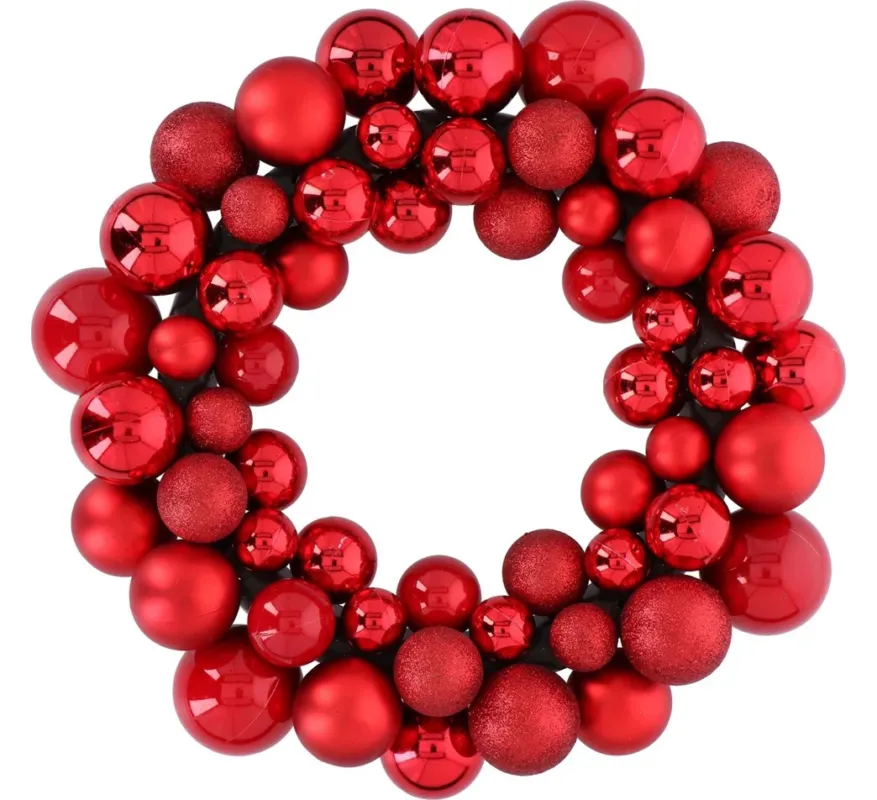 Ultimissimo Modello Ghirlanda Natalizia con Palline per Porta Corona di Natale 55 Sfere Rosso