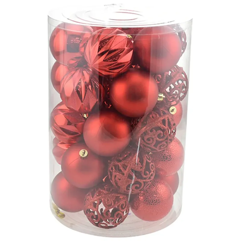 Set 34 Palle di Natale Sfere Palline Natalizie 8 cm Rosso Decorazioni Albero Più Venduto