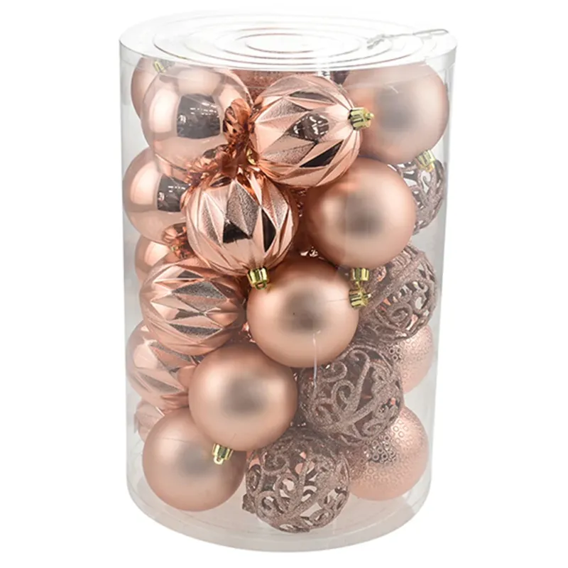 Set 34 Palle di Natale Sfere Palline Natalizie 8cm Rosa Antico Decorazioni Albero Quantità Limitata