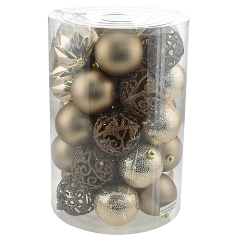 Set 34 Palle di Natale Sfere Palline Natalizie 8 cm Ambra Decorazioni Albero Spedizione Espresso