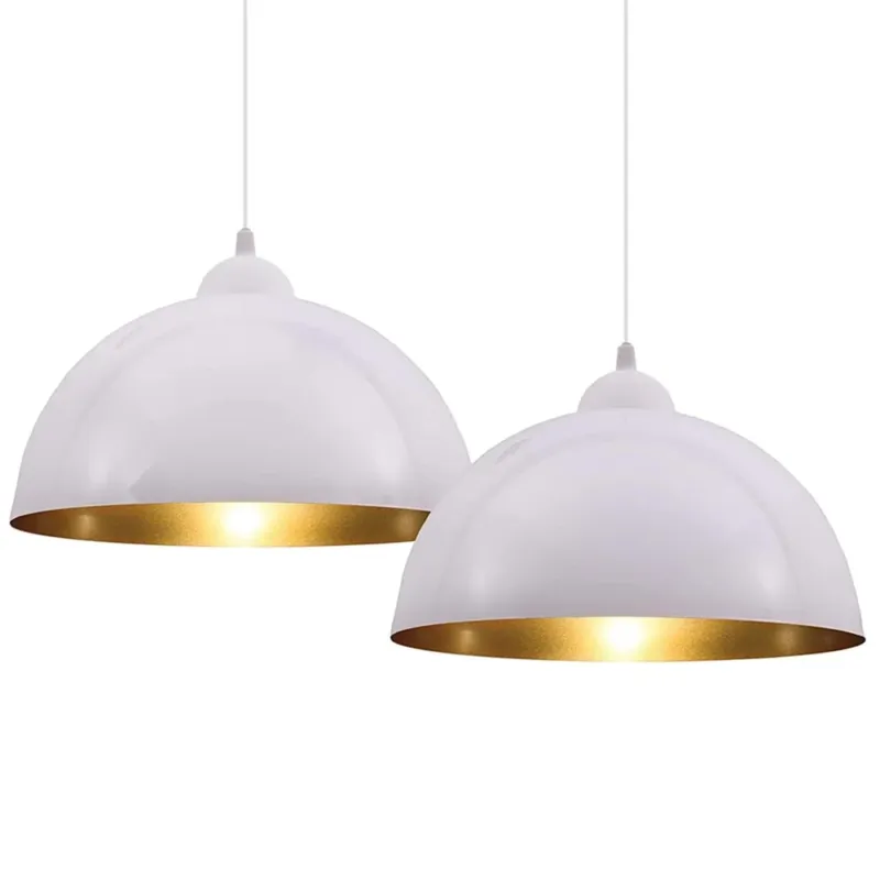 Set 2 Lampadari Sospensione Moderno Design Industriale Lampada Metallo Bianc Oro Promozione Esclusiva
