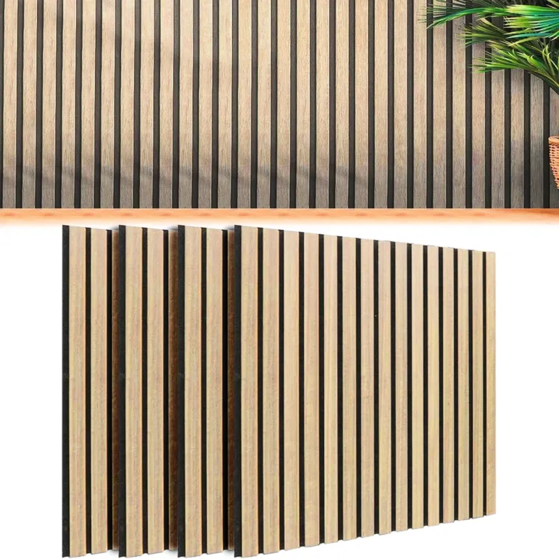 Offerta Limitata Kit 4 Pannelli Acustici Fonoassorbenti 60 x 60 cm Teak in Legno 3D da Parete