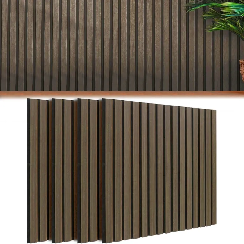 Soddisfatti O Rimborsati Kit 4 Pannelli Acustici Fonoassorbenti 60 x 60 cm Noce in Legno 3D da Parete