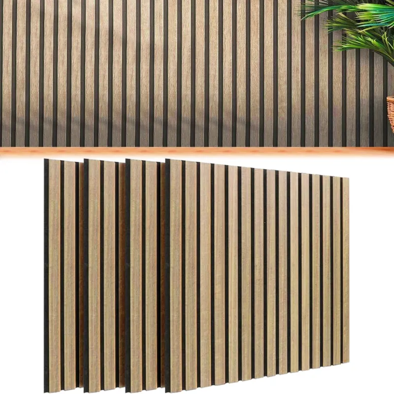 Prezzo Conveniente Kit 4 Pannelli Acustici Fonoassorbenti 60 x 60 cm Quercia in Legno 3D da Parete