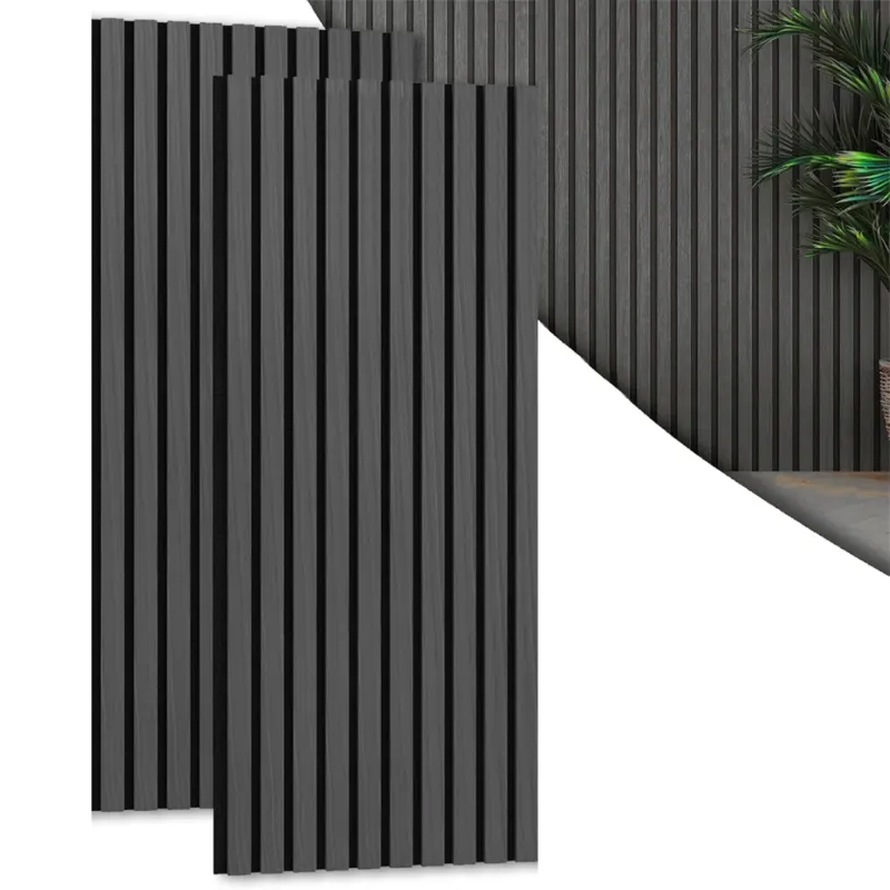 Kit 2 Pannelli Acustici Fonoassorbenti 60x120cm Nero Smoked Legno 3D da Parete Prezzo Di Fabbrica