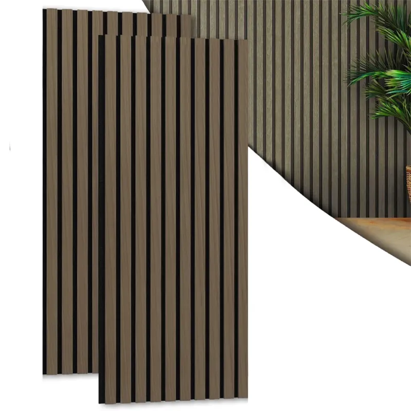 Esclusivo Kit 2 Pannelli Acustici Fonoassorbenti 60 x 120 cm Noce in Legno 3D da Parete