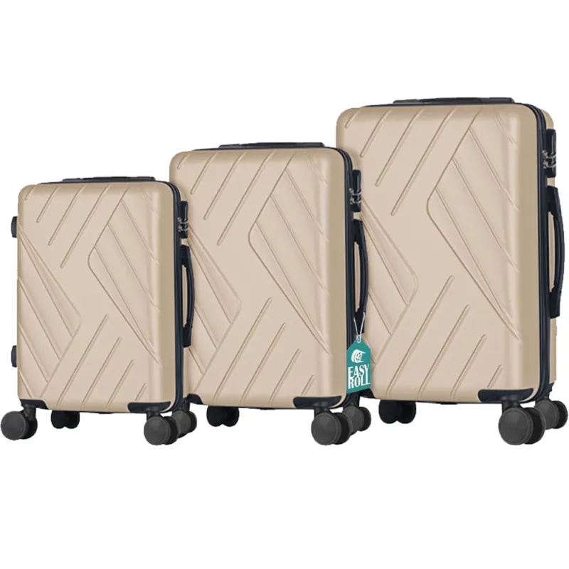 Offerta Limitata Set 3 Valigie Rigide Basilea con Ruote Easy Roll Trolley Bagaglio Viaggio Panna