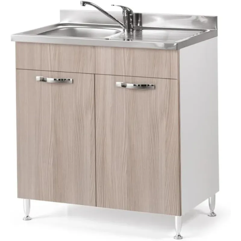 Mobile Sottolavello Mobiletto Base Per Cucina Componibile 2 Ante Olmo 80x50x85cm Ultima Occasione