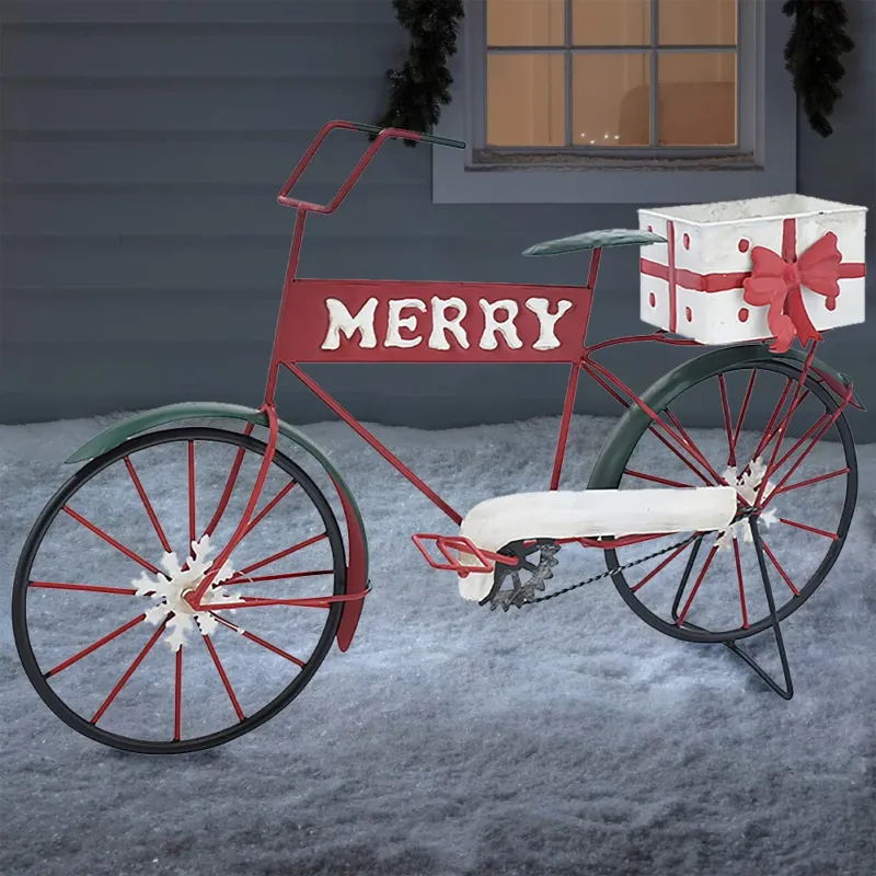 Bici Decorazione Natalizia in Metallo con Porta Regali Bicicletta Addobbo Natale Offerta