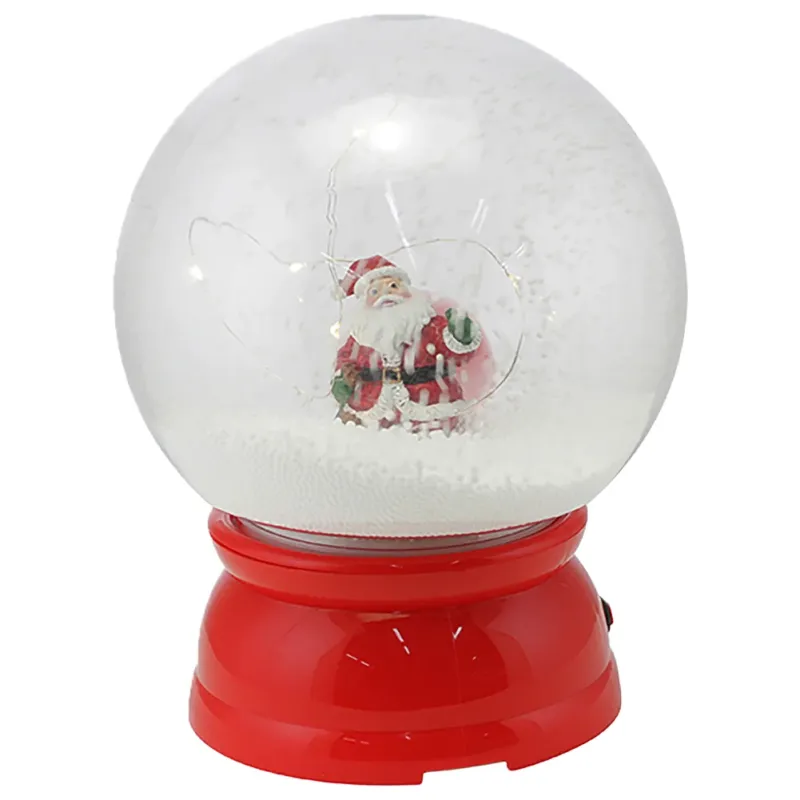Ampolla Natalizia Palla con Babbo Natale Led 20x25cm Decorazione Luminosa Neve Non Perdere