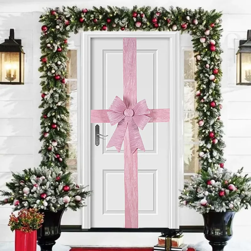 Fiocco Natalizio Rosa Fuoriporta Decorazione di Natale 49x52cm Addobbo per Porta Compra Adesso