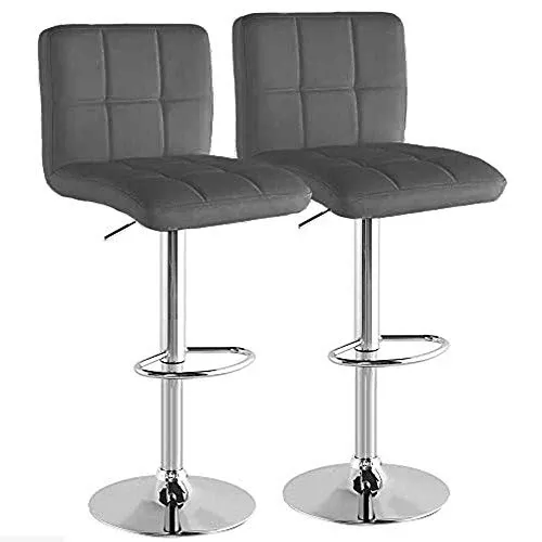 Offerta Limitata Set 2 Sgabelli Cucina Seduta Pelle Imbottita Sgabello Girevole Casa Bar Grigio