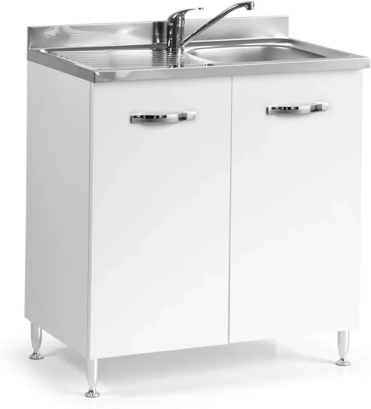 Non Perdere Mobile Mobiletto Sottolavello Per Cucina Componibile Bianco Frassinato 85x50x80 cm