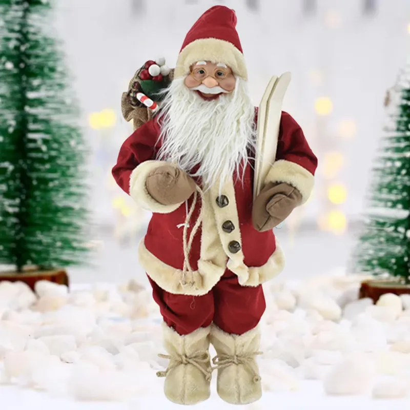 Promo Stagionale Statuina Babbo Natale Rosso Statuetta 80cm Vestiti in Tessuto Addobbo Natalizio