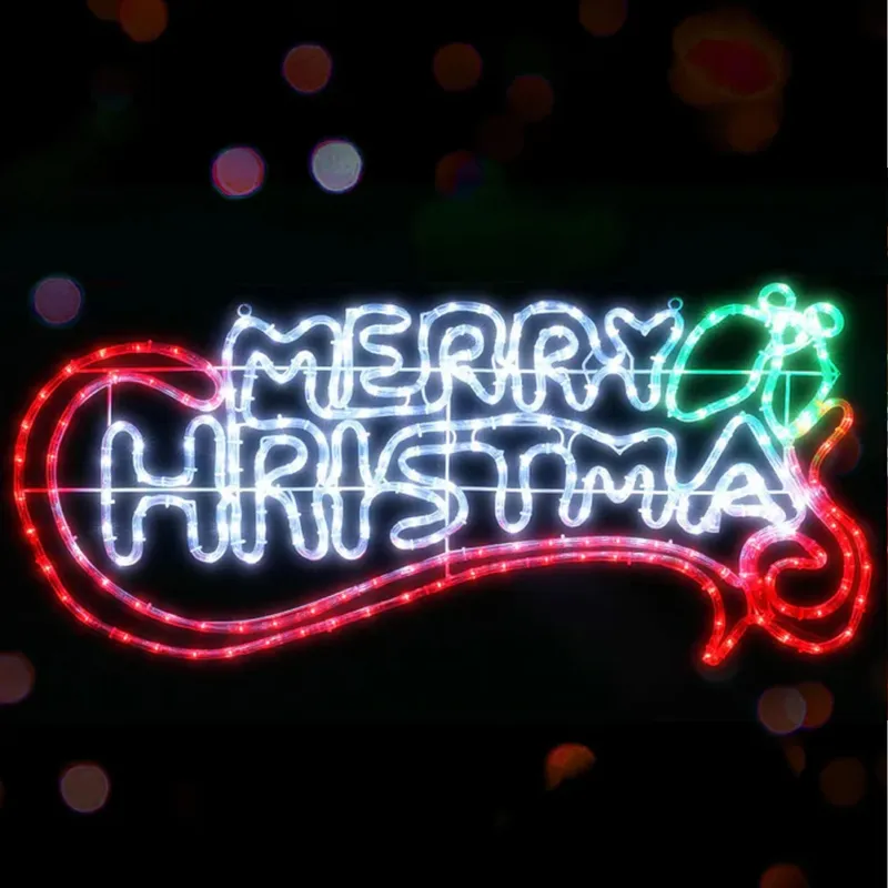 Occasione Imperdibile Scritta Luminosa Merry Christmas 100x45cm Multicolore 288 LED IP44 Uso Esterno