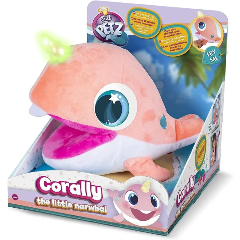 Promo Stagionale Club Petz Corally Cucciolo di Narvalo Peluche con Luci e Suoni Idea Regalo