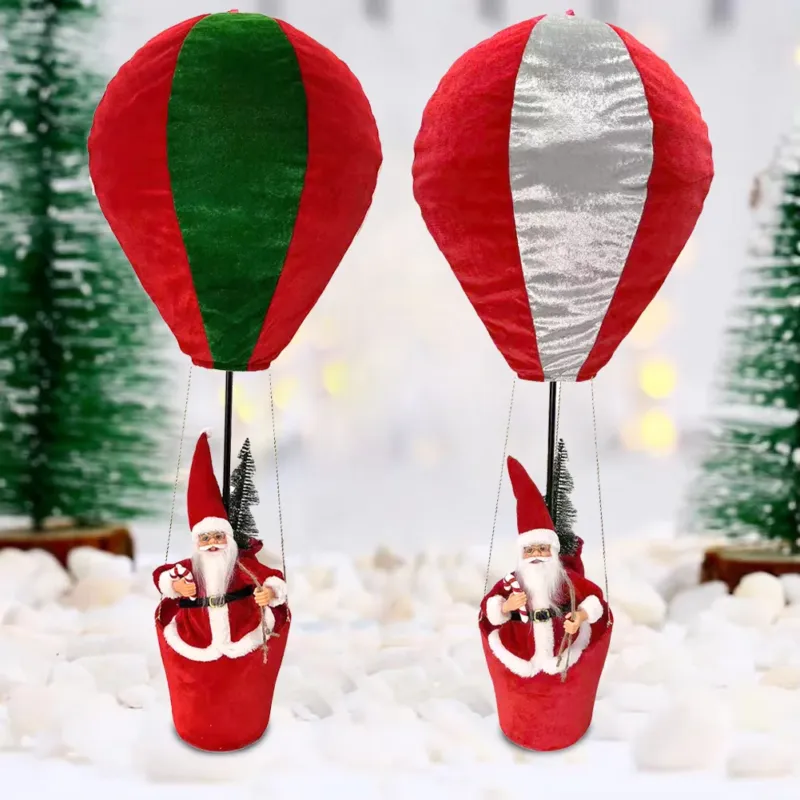 Mongolfiera Natalizia di Babbo Natale Decorazione Addobbo 2 Assortimenti 40x97cm A Buon Prezzo