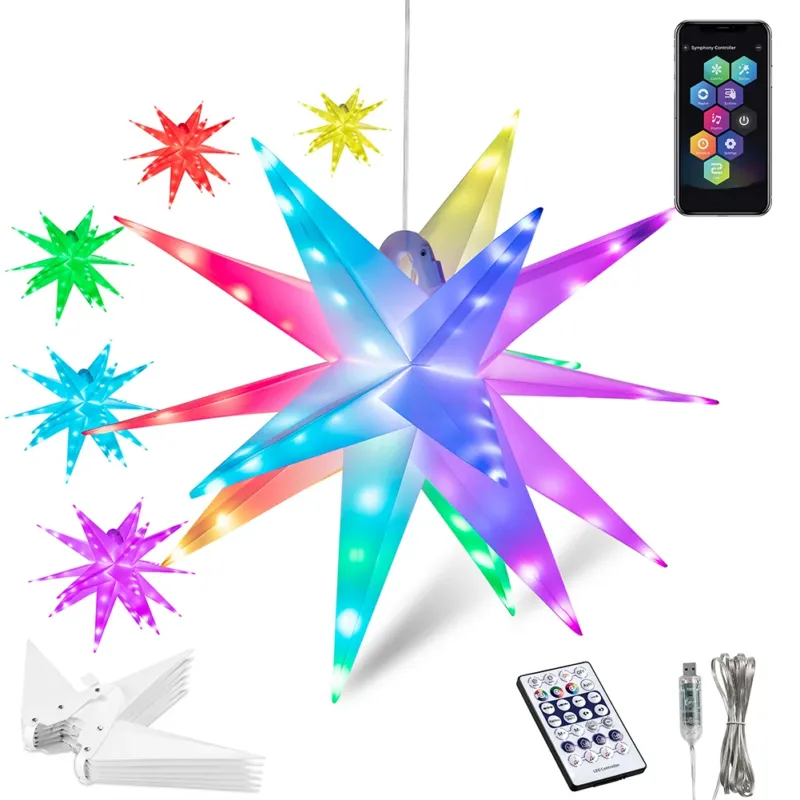 Consegna Rapida Stella Luminosa di Natale da Soffitto Decorazione Natalizia LED RGB 50cm con App