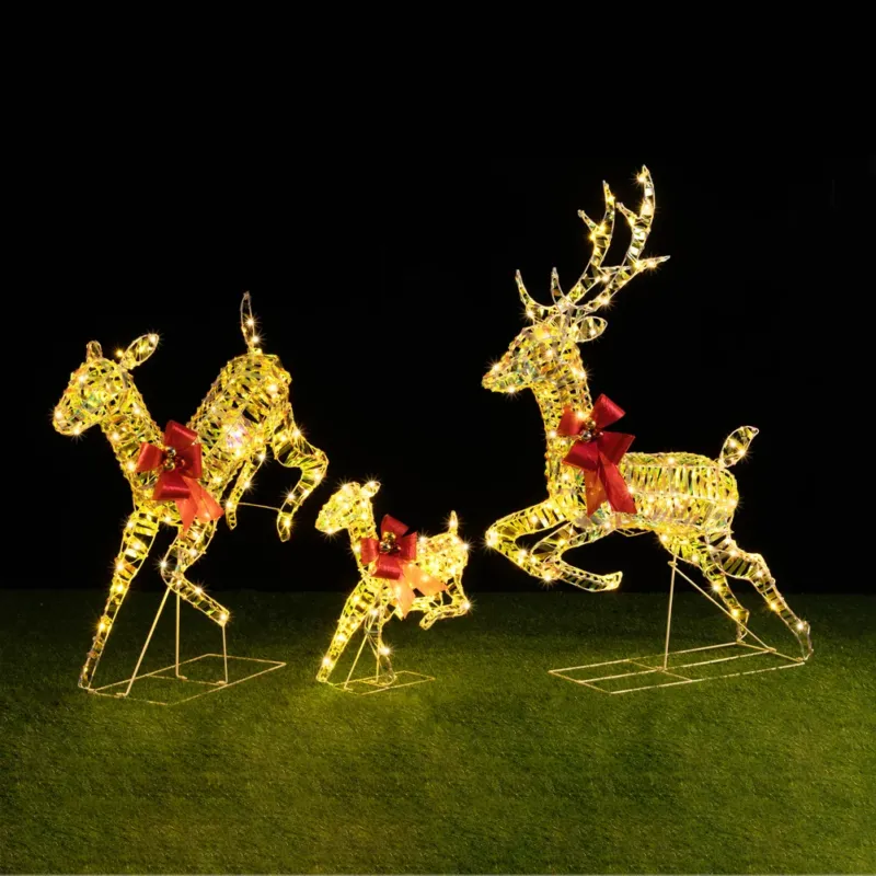 Saldi Famiglia 3 Renne Luminose di Natale Renna Cervi Natalizia Decorazione da Esterno