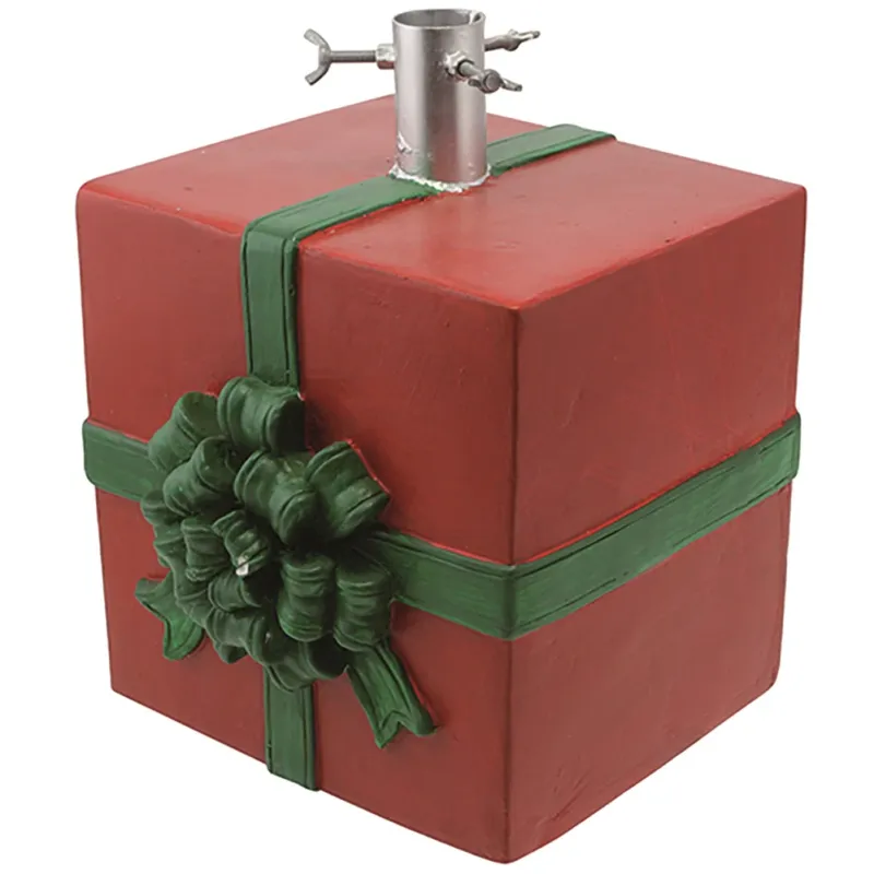 Base Albero di Natale a Forma di Pacco Regalo con Supporto Universale 26x24x32cm Direttamente Dal Produttore