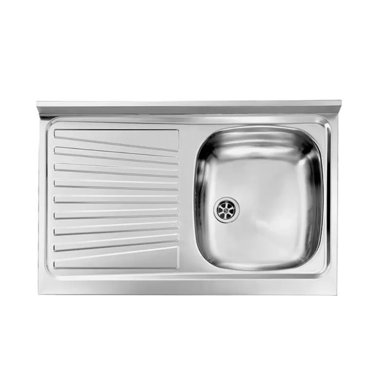 Lavello Da Appoggio Per Cucina 80x50 Cm In Acciaio Inox Vasca dx + Gocciolatoio Professionale