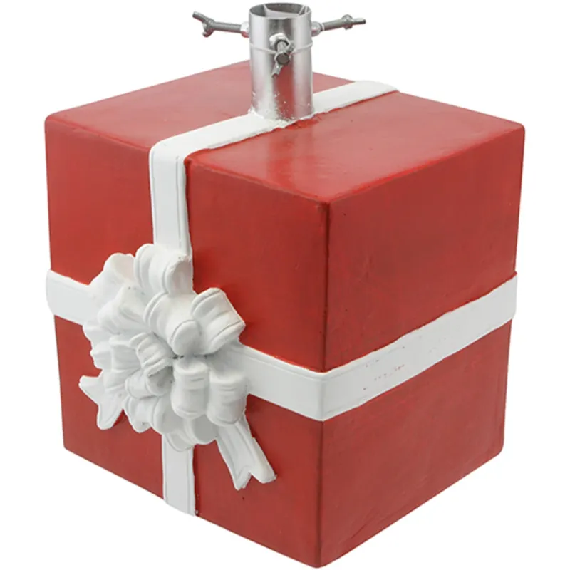 Prezzo Ridotto Base Albero Natale Forma Pacco Regalo Supporto Universale Bianco Rosso 26x24x32cm
