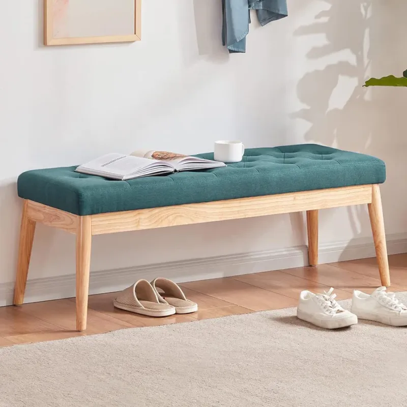 Prezzo Scontato Cassapanca Pouf Ottomana Verde Ingresso Panca Imbottitura Alta Densità 108x41cm