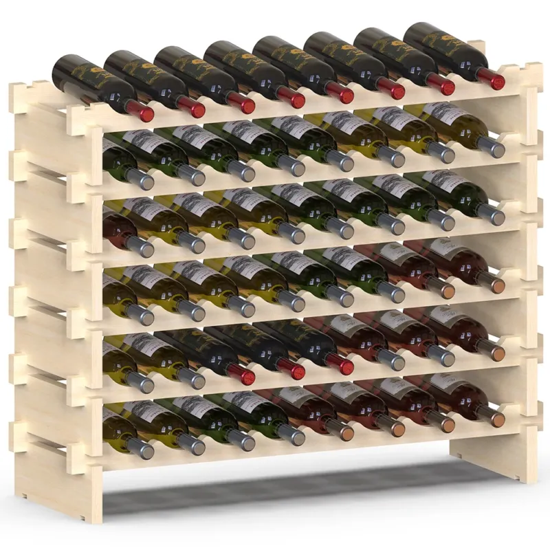 Miglior Prezzo Cantinetta Portavino in Legno Naturale con 48 Scomparti Vino Bar Portabottiglie