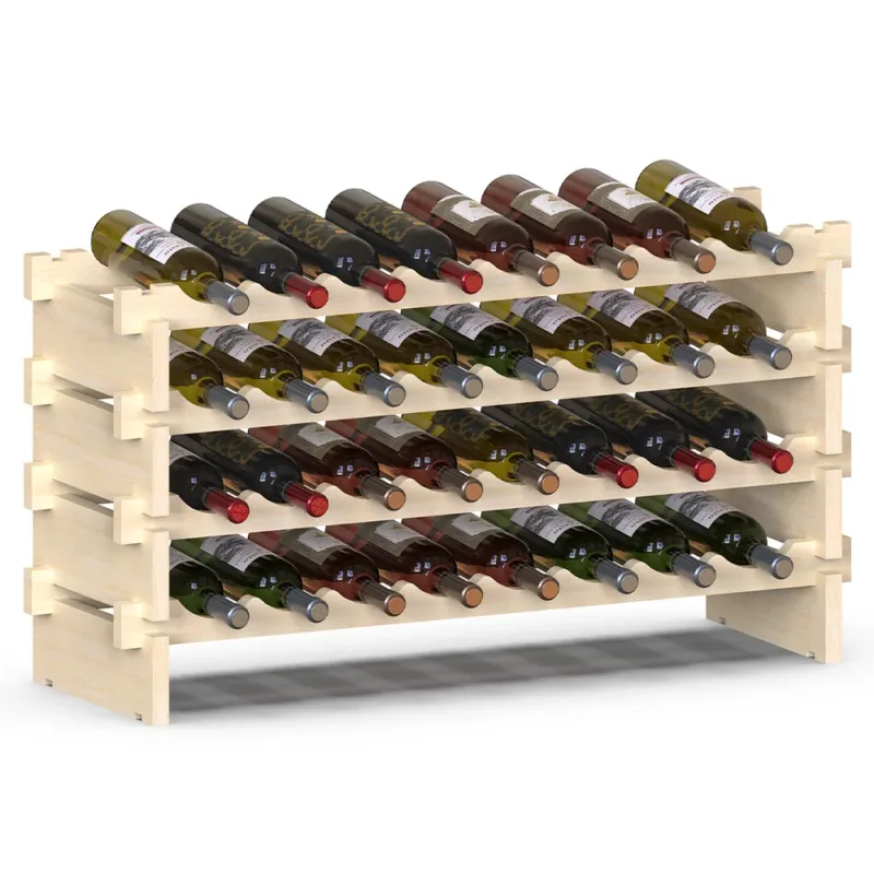 Cantinetta Portavino in Legno Naturale con 32 Scomparti Vino Bar Portabottiglie Più Venduto