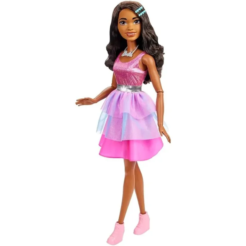 Barbie Bambola Grande Capelli Neri Alta 71cm Abito Rosa Scintillante e Accessori Ultimissimo Modello