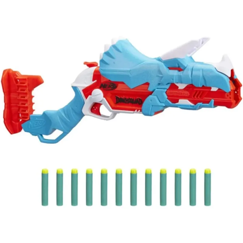 Promo Stagionale Nerf Hasbro DinoSquad Tricera-Blast Blaster Dinosauro Triceratopo 12 Dardi