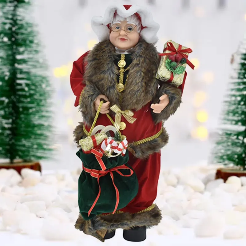Pagamento Sicuro Statuina Mamma Natale Addobbo Statuetta 48cm Vestiti Tessuto e Sacco Natalizio
