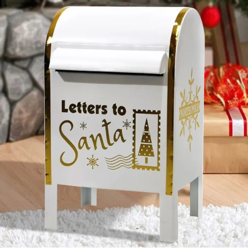 Pagamento Sicuro Cassetta Postale Buca Lettere Babbo Natale Bianco Decorazione Natalizia Metallo