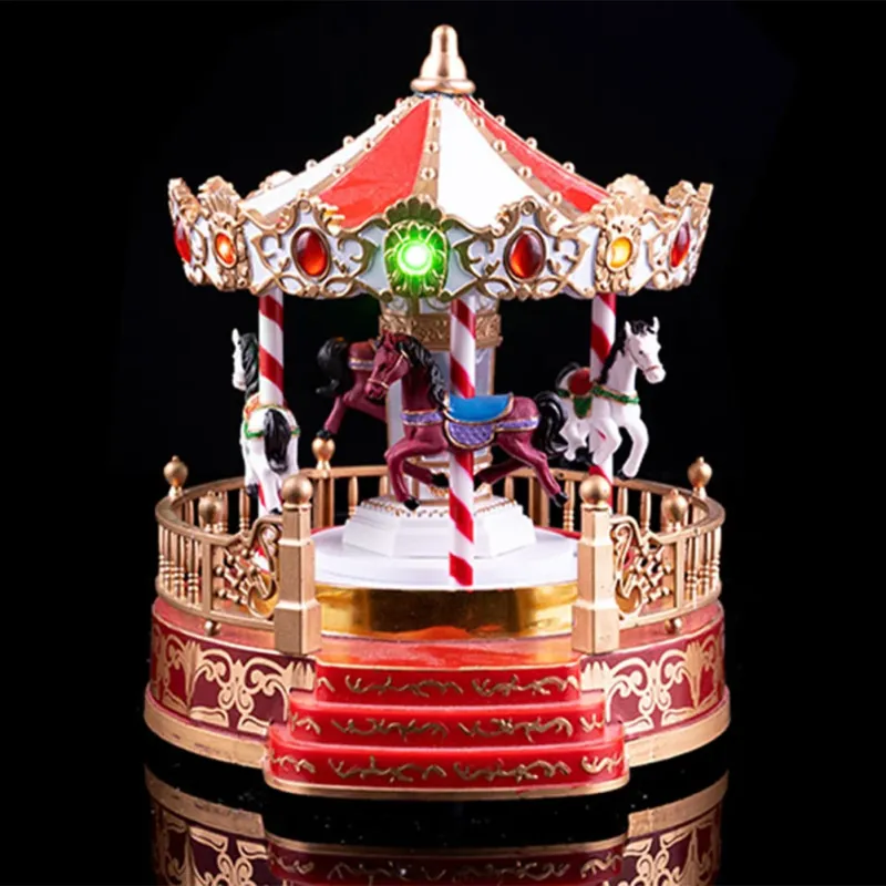 Giostra Giostrina Natalizia con Led Musica Decorazione Addobbo di Natale 20x22cm Spedito Oggi