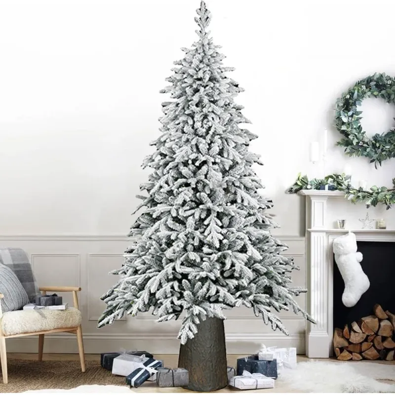 Albero di Natale Macao Innevato 210 cm Base Resina Tronco 2037 Rami Foltissimo Saldi