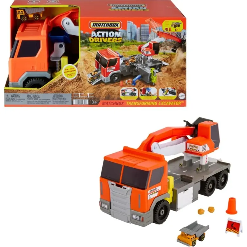Offerta Lampo Matchbox Action Drivers Escavatore Trasformabile Playset con Veicolo Truck