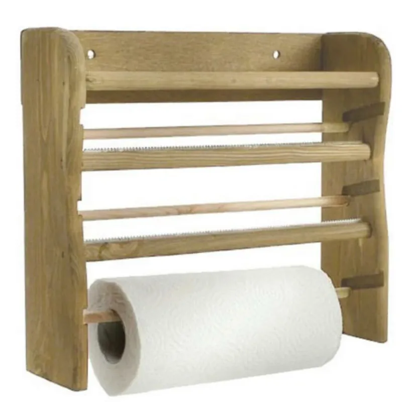 Bestseller Porta Rotoli Da Cucina A Parete In Legno 3 Posti 33x9x29cm Con Rotolo Incluso