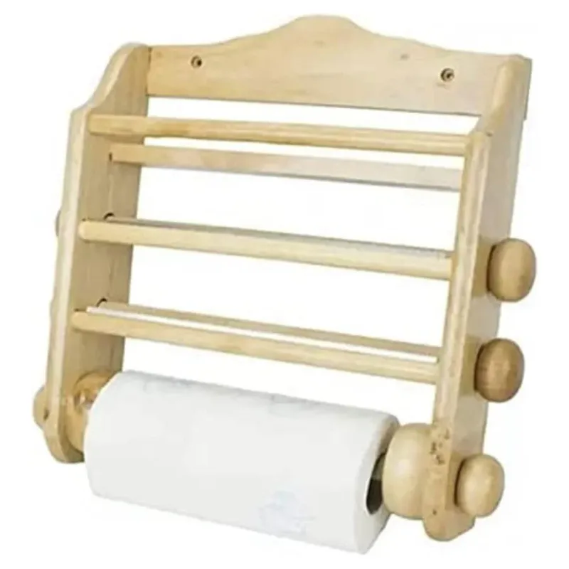 Porta Rotoli Cucina Da Parete Legno Chiaro 3 Posti Intaglio Cuore + Rotolo Carta Prezzo Di Fabbrica
