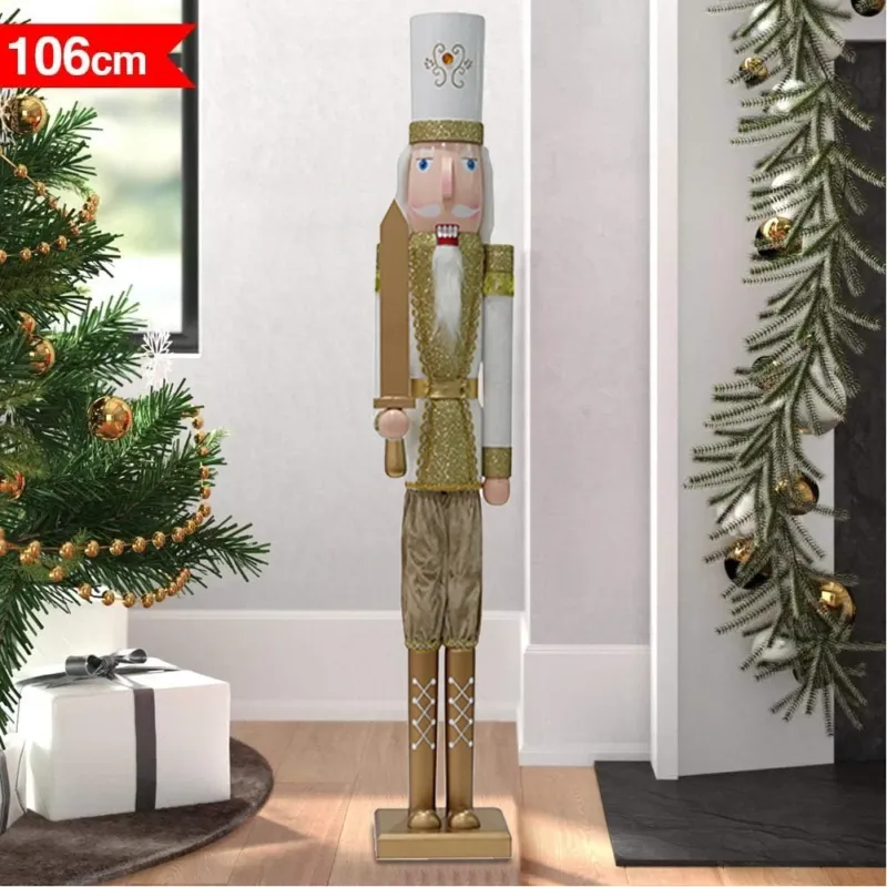 Must-Have Soldato Schiaccianoci di Natale in Legno 106cm Decorazioni Addobbo Natalizio Oro