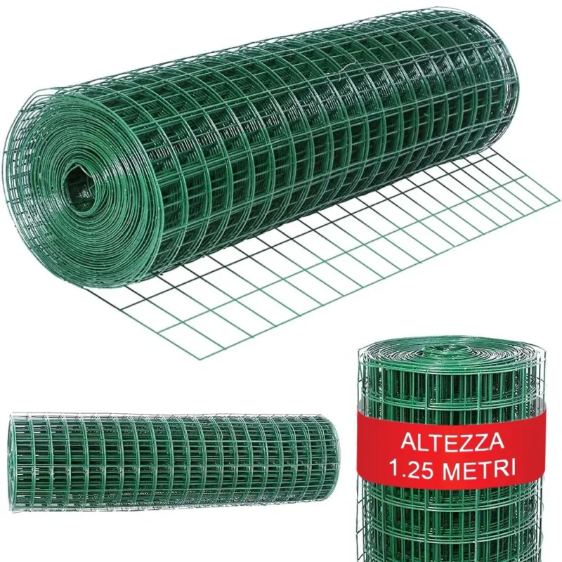 Rete Metallica Elettrosaldata 1,25 x 25 mt Maglia 50x75mm Zincata per Recinzione Pagamento Sicuro