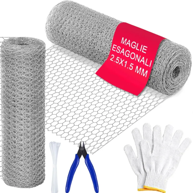 Sconto Rete Metallica Zincata Maglia Esagonale 40 cm x 6 Mt Recinzione Polli e Conigli