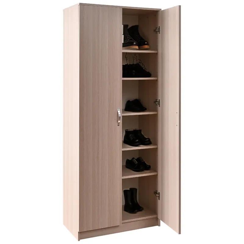 Mobile Armadio Scarpiera Casa 6 Ripiani Porta Scarpe con 2 Ante Multiuso Olmo Di Tendenza
