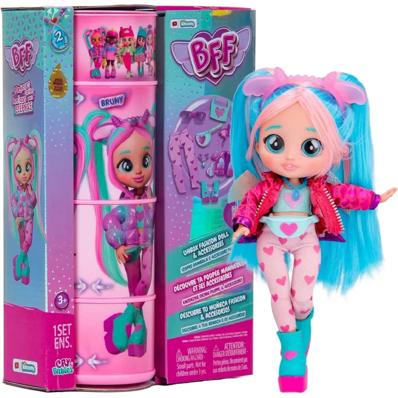 Non Perdere BFF Cry Babies S2 Bruny Bambola Fashion Capelli lunghi e 9 Accessori Idea Regalo