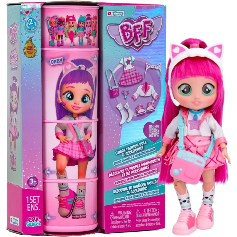 BFF Cry Babies S2 Daisy Bambola Fashion Capelli lunghi e 9 Accessori Idea Regalo Nuovo Arrivo