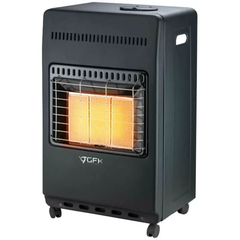 Ultima Occasione Stufa a Bombola Gas GPL 15Kg In Metallo 3 potenze 4200W Infrarossi Nero 4 Ruote