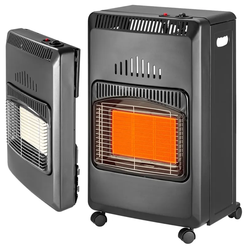 Stufa a Gas Pieghevole Bombola GPL Slim 15 Kg In Metallo Nero 3 Potenze 4 Ruote Offerta Lampo