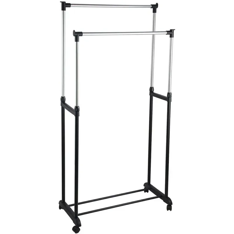 Spedizione Espresso Stand Appendiabiti Allungabile Telescopico Doppio con Ruote 80x43x90/160cm