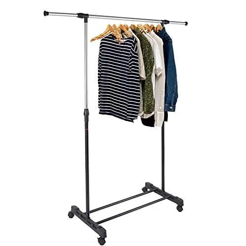 Stand Appendiabiti Allungabile Singolo Asta Estensibile con Ruote 89x41x93/145 Subito Disponibile
