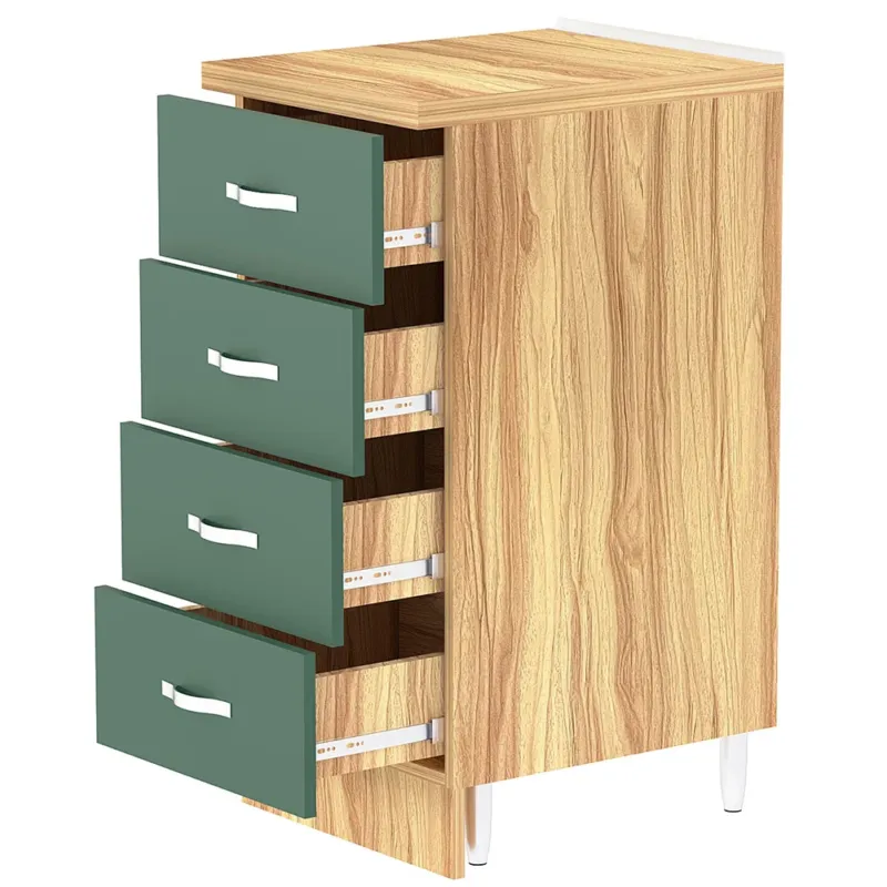 Cassettiera per Cucina Mobile Mobiletto 4 Cassetti in Legno Colore Verde Esclusivo